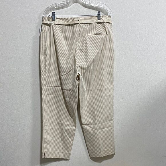 Calvin Klein NWT Tan Pinstripe Cropped Pants Size 12 with Belt - Picture 4 of 14